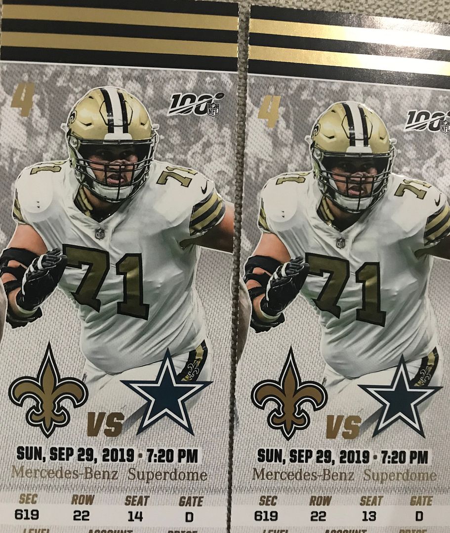 Selling 2 Saints/Cowboys Tickets for 9/29 720pm SNF Game Selling 2 Saints/Cowboys Tickets for 9/29 720pm SNF Game