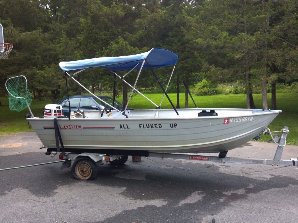 for sale 14 foot lowe aluminum boat bimini top needs a little work ...