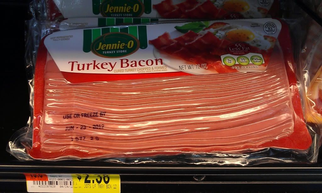 Turkey Bacon, Hubby says anytime you can get bacon for less than $2.50 then you have a good deal. This Jennie-O Turkey Bacon was only $2.36 (too bad I didn't have this on hand when I made those turkey burgers).