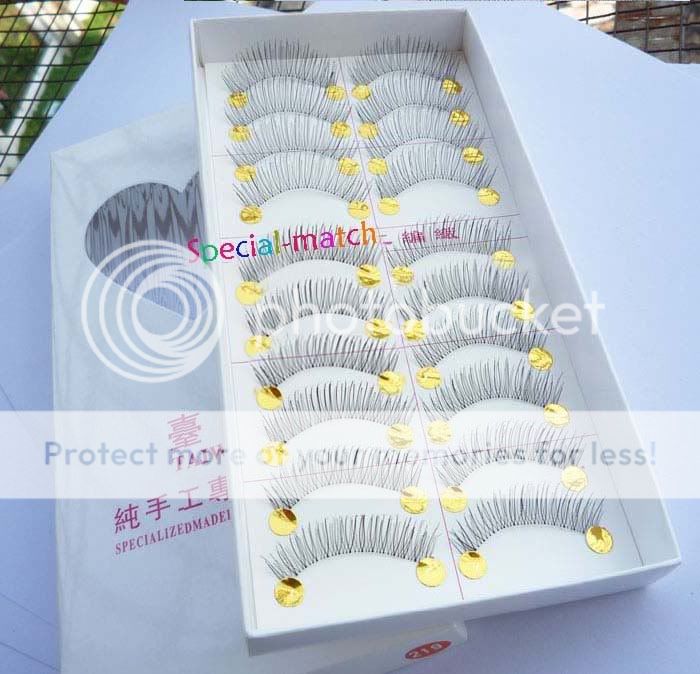 10pairs black NATURAL Transparents stems Fashion FALSE EYELASHES FAKE 