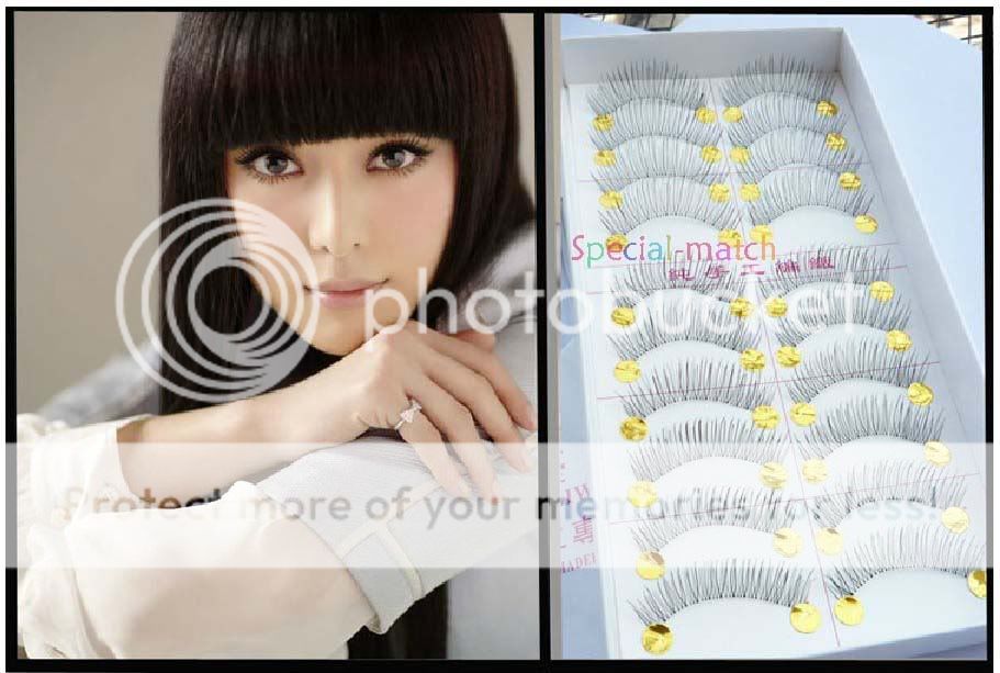 10pairs black NATURAL Transparents stems Fashion FALSE EYELASHES FAKE 